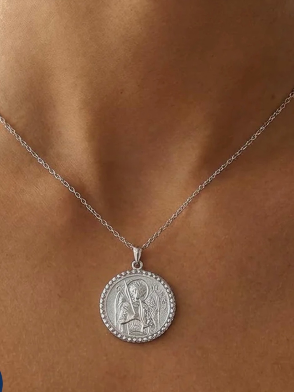 925 Silver Stakora Saint Michael the Archangel Reversible Konstantinato Necklace